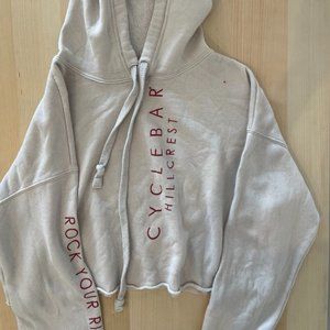 Cyclebar Crop Top Hoodie - Size Medium - Tan - Taupe